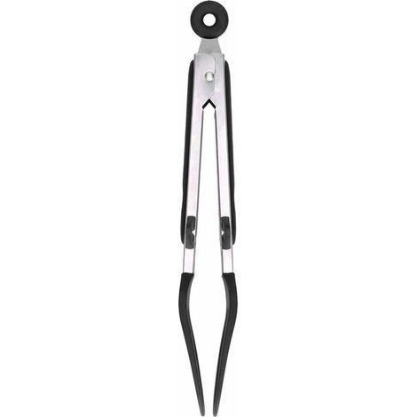 Lot de 2 pinces barbecue en acier inoxydable et silicone noir, 9 pouces, pour cuisson des steaks, grillades et plats au four. (1/5)