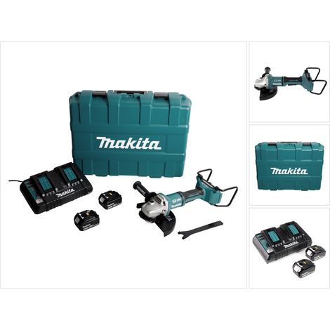 Makita DGA 900 PMKX2 Meuleuse d'angle sans fil 36V ( 2x18V ) 230mm Brushless + 2x Batteries 4,0Ah + Chargeur d'ouble + Écrou de serrage rapide ''Ezynut'' + Coffret (1/5)