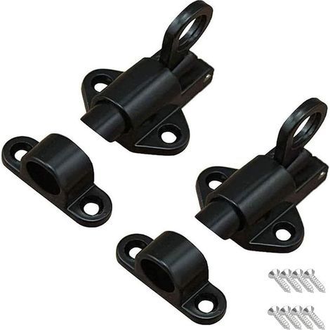 Lot de 4 verrous automatiques à ressort en aluminium, loquets de porte, noir (1/5)