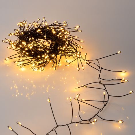 Draht Lichterkette warm weiß mit Timer und 8 Funktionen - 360 LED - Leuchtdraht schwarz 4,5 m für Außen und Innen mit Netzstecker