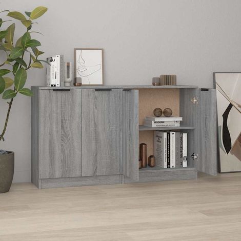 vidaXL Sideboards 2 pcs Grey Sonoma 60x30x70 cm Engineered Wood (1/5)