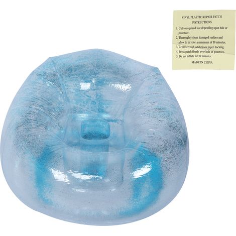 Canapé gonflable transparent pliable pour adulte avec décoration pailletée, bleu, idéal pour loisirs, sieste et sommeil