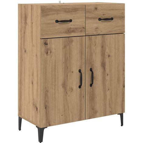 Buffet,Bahut,Meuble de Rangement chêne artisanal 34 x 69.5 x 90 cm Bois d'ingénierie CFW30917 (1/5)