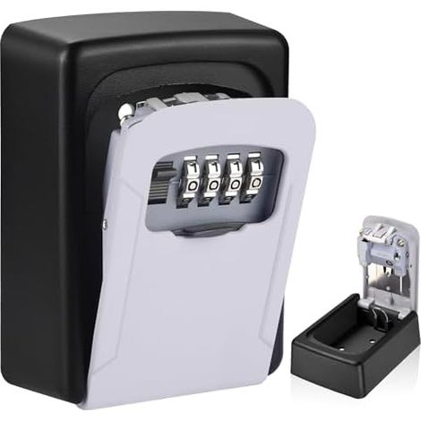 Key Box with 4-Digit Combination Lock, Wall-Mounted Key Box, Waterproof and Rustproof Key Box, Robust Key Box, Zinc Alloy, for Home, Garage, Airbnb, Gray (1/5)
