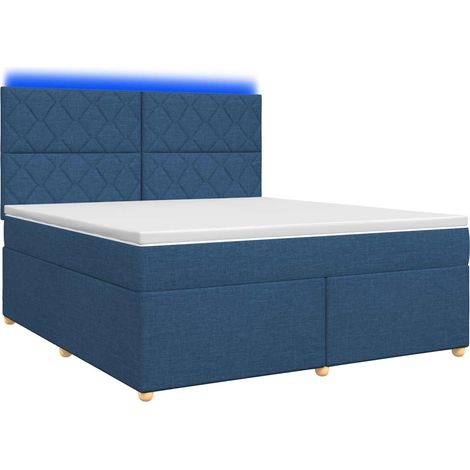 Lit boxspring avec matelas Bleu 180 x 200 cm Tissu vidaXL (1/5)
