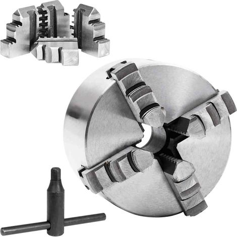 vidaXL Mandril de torno autocentrante de 4 mordazas 100 mm acero K12 100 (1/2)