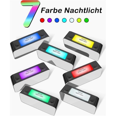 Sveglia Vibrativer RGB, 15 Colori, Suono Potente, Numeri e Display Grandi, Accessori Inclusi - Nero (1/4)