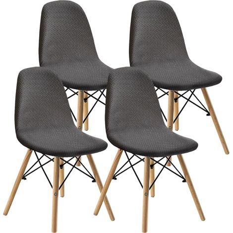 Elastische Jacquard Stuhlbezüge 4er-Set Dunkelgrau (1/5)