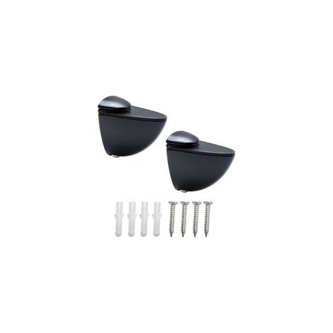 Lntyq Taquets pour Étagères, 2 Pcs Equerre Etagere Murale, Support Etagere Verre, 3-20 mm Porte-Verre En Zinc Clip Fixations Réglable Murale, Pince à Verre Noir pour Escalier (1/5)