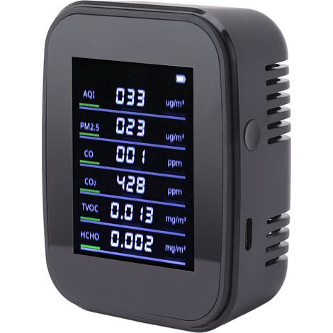 Moniteur multifonctionnel de qualité de l'air intérieur avec Wi-Fi : détecteur de CO2 (dioxyde de carbone), PM2.5, HCHO, TVOC, température et humidité. (1/5)