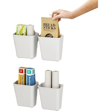 Scatole portaoggetti autoadesive da parete da 4 pezzi, scatola portaoggetti per ante di mobili da cucina, guardaroba, bagno, frigorifero, scatola portaoggetti per piccoli oggetti