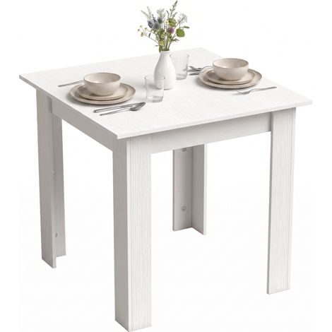 HOMCOM Square Dining Table, Kitchen Table with White Wood Effect (1/5)
