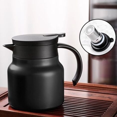 Théière à isolation thermique Noir 800ML, thermos à café avec filtre à thé, en acier inoxydable 304 antirouille (1/4)