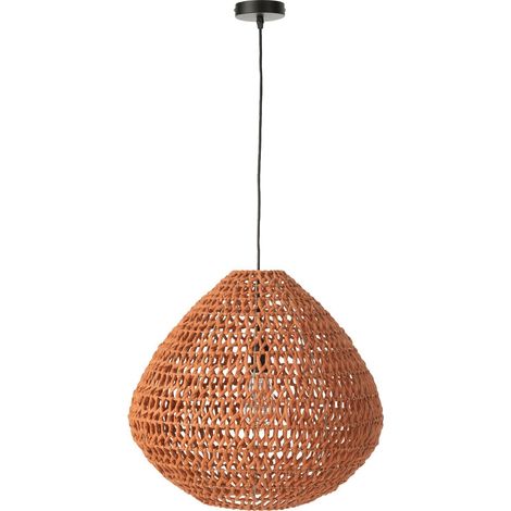 Plafonnier tressé orange en métal design torsadé ambiance chaleureuse - Orange tressé chaleureux (1/3)