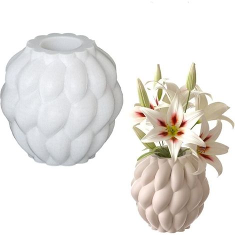 Moules en silicone souple en forme de goutte de pluie rotative, moules artisanaux réutilisables en forme de vase, adaptés aux œuvres d'art en béton époxy. (1/4)