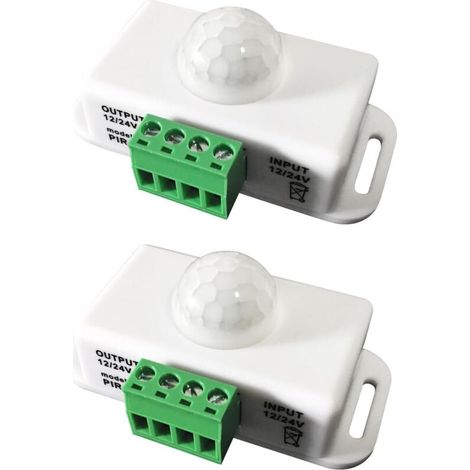 Infrarot-Körperkontakte – 2er-Pack PIR-Sensoren 12–24 V mit Timer, integrierter LED, für LED-Lichtleisten (weiß)