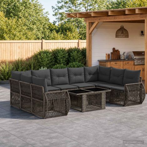 Set Divano da Giardino 10 pz Grigio e Grigio Scuro polyrattan vidaXL (1/5)