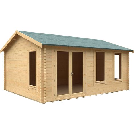 18x14 The Sherborne 44mm Cabin - L535 x W415 x H293.2 cm - Solid Wood/Softwood/Pine - Natural