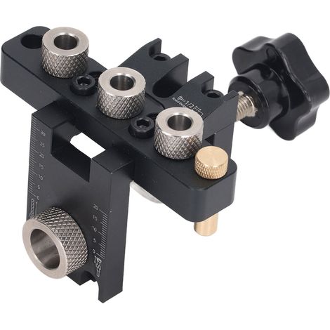 Dübelbohrlehren-Set, Bohrschablone aus Aluminiumlegierung, einstellbare Bohrtiefe, Präzisionsbohrset für die Holzbearbeitung (1/5)