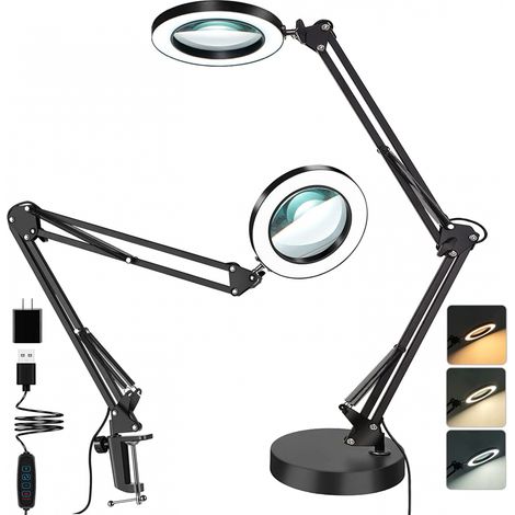 Lente d'ingrandimento 5x con lampada e supporto, due in uno Lumino (1/5)