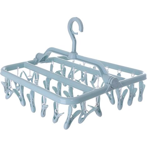 Etendoir Chaussette, Etendoir Linge avec 32 Pinces  Sechoir a Linge Pliant Suspendu, Etendoir Linge Interieur Extérieur, pour Chaussettes, Sous-Vêtements et Petits Vêtements (1/5)