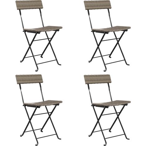Maison Exclusive - Klappstühle, 4 Stück, graues Polyrattan und St (1/5)