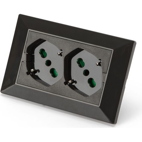 FANTON 42101 Multipresa universale da incasso OPERA/PLA doppia presa bipasso italo/tedesca 2P+T 16A precablata per scatola a 3 moduli (1/5)