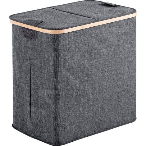 Sapho Accessoires de salle de bains Gedy - Panier à linge, 51 x 34 x 53 cm, gris/bambou 133808 (1/4)