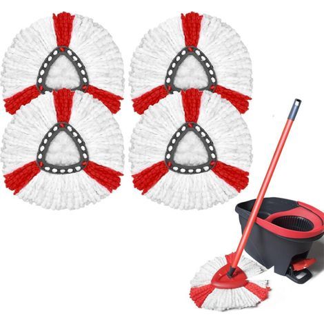 Compatible with the Easywring simple twist system, O-Ceda replacement brush head pack (pack of 4, red and white) (1/5)