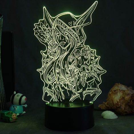Nachtlicht, 3D-Illusionslampe für World of Warcraft B, 3D-Nachtlicht mit Fernbedienung, Touch, 16 Farben, wechselndes Geburtstagsgeschenk für Mädchen und Jungen [Energieklasse A+++]-RAPANDA