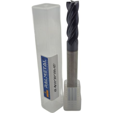 Fresa in metallo duro integrale 10 x 30 x 100 mm 4F 4 taglienti 45 HRC AlTiN (1/4)