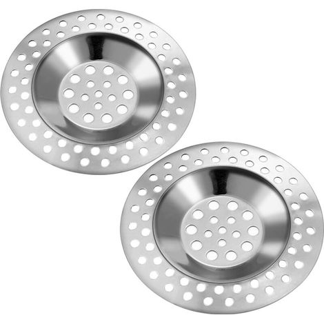 Lot de 2 filtres de drainage en acier inoxydable pour lavabo et baignoire, anti-cheveux à écoulement rapide pour cuisine et salle de bain (1/5)