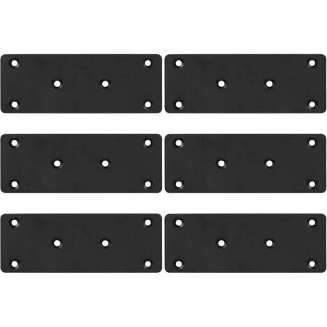 Sollbry Panneau perforé 6 pièces, plaque de connexion de connecteur en métal, panneau perforé en fer plat, plaque de support noire pour les projets de réparation de meubles, épaisseur 3 mm/128 x 48 mm (1/5)