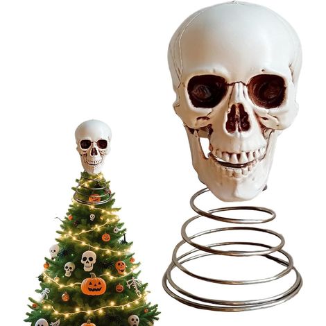 Décoration d'arbre en forme de crâne, farce d'horreur pour Halloween, ornement de crâne ensanglanté, figurine de crâne insolite (1/5)
