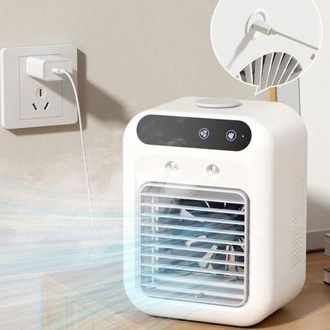 Mini ventilateur - - Refroidisseur de brume de comptoir - Blanc - (1/4)