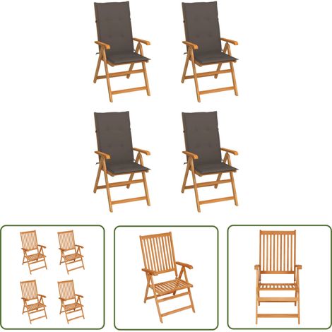 Furniture Limited - Chaises de jardin lot de 4 avec coussins taup (1/5)
