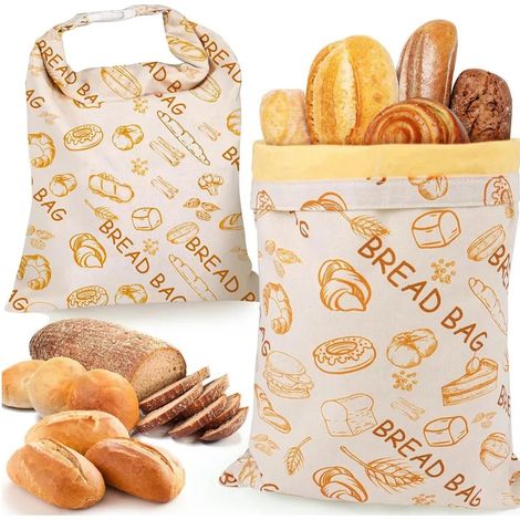Sacchetti per il pane in cera d'api, con base verticale, due sacchetti per mantenere il pane fresco, con chiusura a cerniera e fibbia. (1/3)
