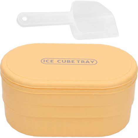 Bac à glaçons 72 cubes avec couvercle, grande capacité, facile à presser, qualité alimentaire, idéal pour bar à domicile ou fêtes, couleur jaune. (1/5)