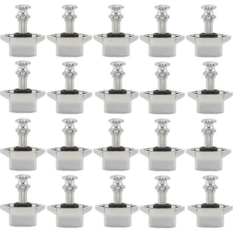 Lot de 20 verrous sans clé à bouton-poussoir pour portes de placard, tiroirs et armoires de caravane ou camping-car (épaisseur : 15-27 mm). (1/5)