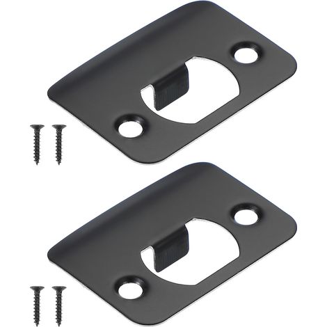 2 pièces 2-1/4"x1-3/4" Plaque de frappe à coin rond prolongé Noir (1/5)