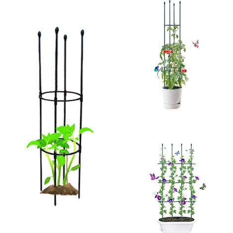 Support pour plantes grimpantes en métal 1 pièce, poteau de support pour plantes de 100 cm, adapté aux tomates, roses, fleurs (1/5)