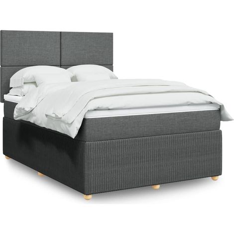 Cama box spring con colchón tela gris oscuro 160x200 cm vidaXL (1/5)