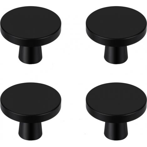 Lntyq 4 Pièces Boutons de Porte, Boutons de Meubles en Noir, Boutons Armoire Ronds, Boutons de Tiroir en Noir, Poignees de Porte de Cuisine pour Commode, Armoire, Meuble, Placard (1/5)