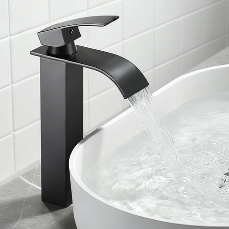 Robinet Lavabo Haut Noir Convient Aux Lavabos à Poser, Lavabo (1/5)