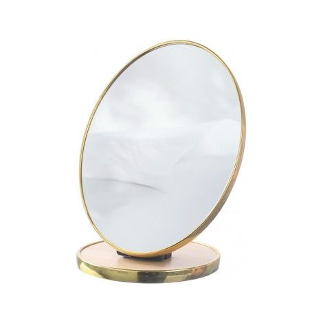 Miroir cosmétique sur pied Ecarla à une face, cadre doré, 15 x 20 cm, L18 (1/5)