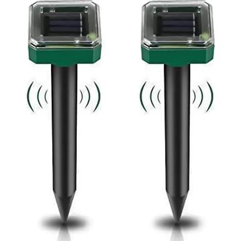 2er-Pack solarbetriebener Maulwurfsvertreiber für den Garten, IP65 wasserdichter Schädlingsvertreiber für Taschenratten, Wühlmäuse und Schlangen – hochempfindlicher Tiervertreiber für Rasen, Garten, H (1/5)