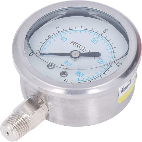 Manomètre en acier inoxydable 1/4 po NPT pour huile, eau et vide, 0-16 MPa, usage domestique et industriel (1/5)