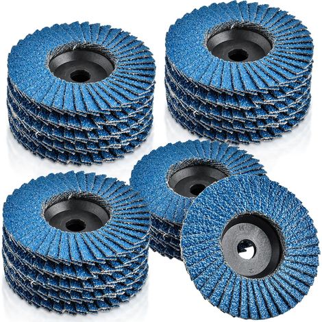 Lot de 15 disques abrasifs à lamelles de 76 mm grain 40 pour meuleuse d'angle, ponçage, polissage, métal, bois, acier (bleu, 7,6 cm) (1/4)
