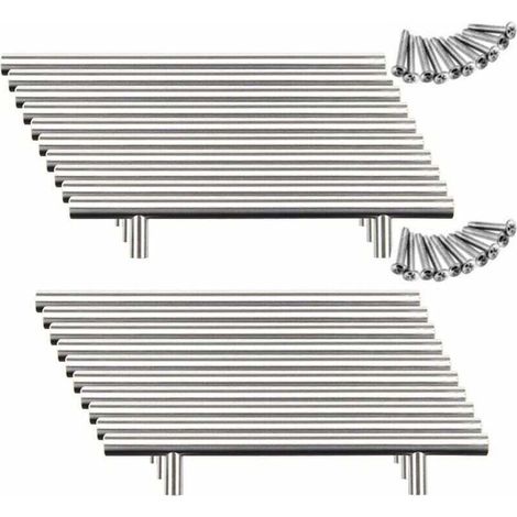 Tigrezy 20pcs Poignée Bâton De Porte Cuisine Meuble Placard Inoxydable (128mm (Entraxe de Trous))