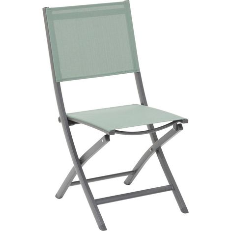 4er-Set klappbare Gartenstühle ESSENTIA Olivgrün & Graphit - Epoxidbeschichtetes Aluminium - Texalin